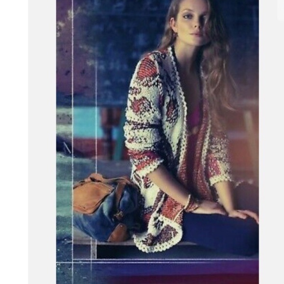 Moth Pleiades Knit Open Boho Cardigan Pom-Pom Belt Large - Picture 14 of 14